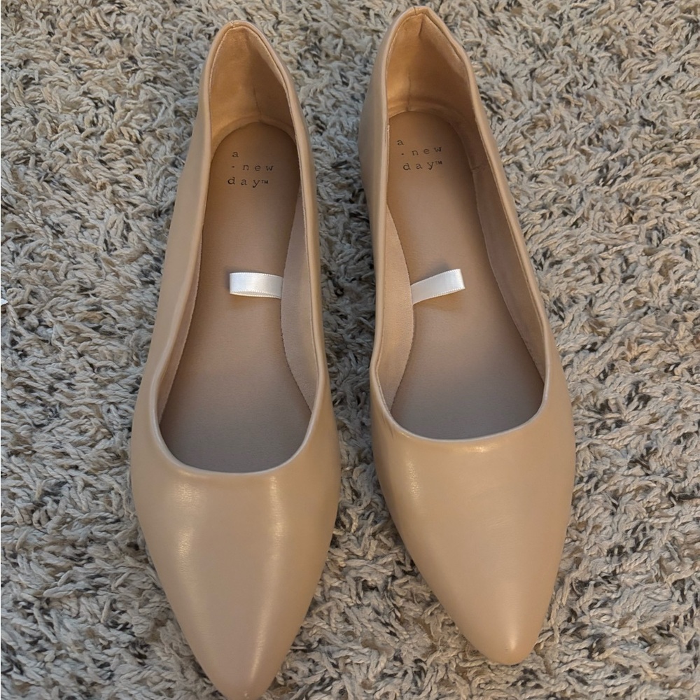 A New Day Women's Beige Pointed Flats